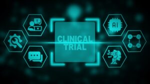 clinical trial concept displayed with icons
