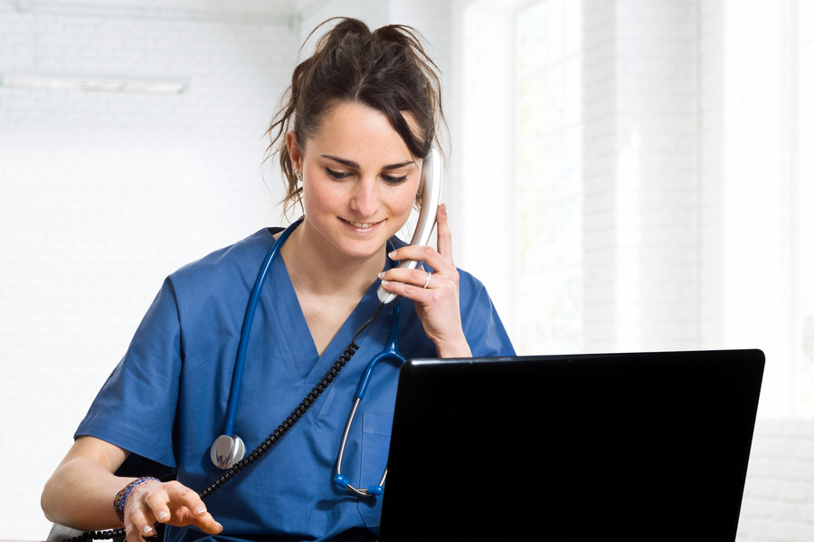 Nurse talking on the phone